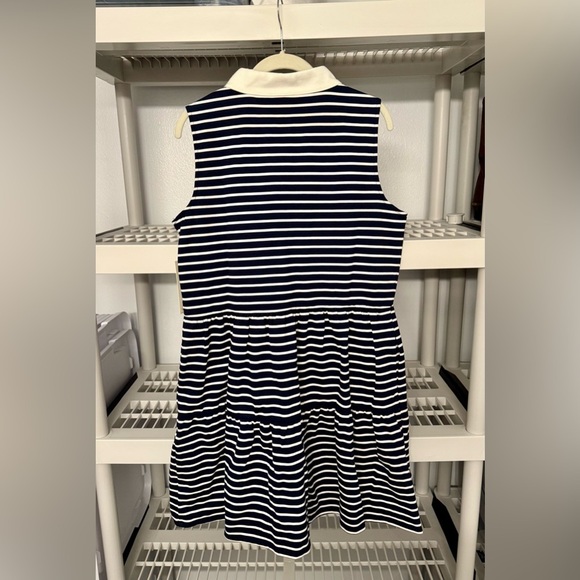 NWT ELIZA J Womens V Neck Striped Sleeveless Tiered Dress Navy and White Size L - Picture 2 of 10